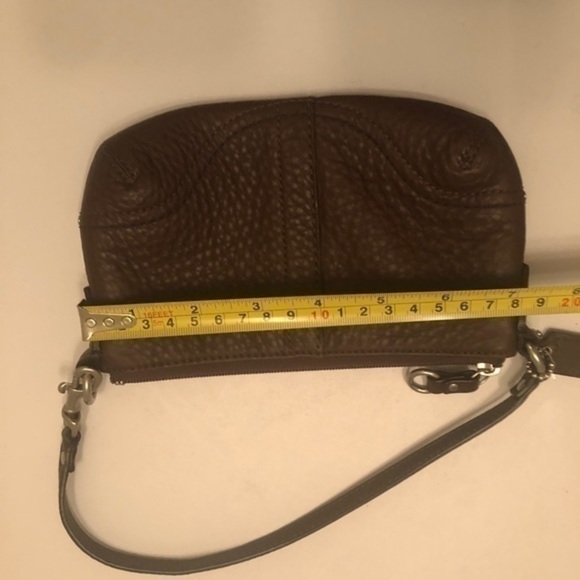 Coach brown pebbled leather mini bag wristlet